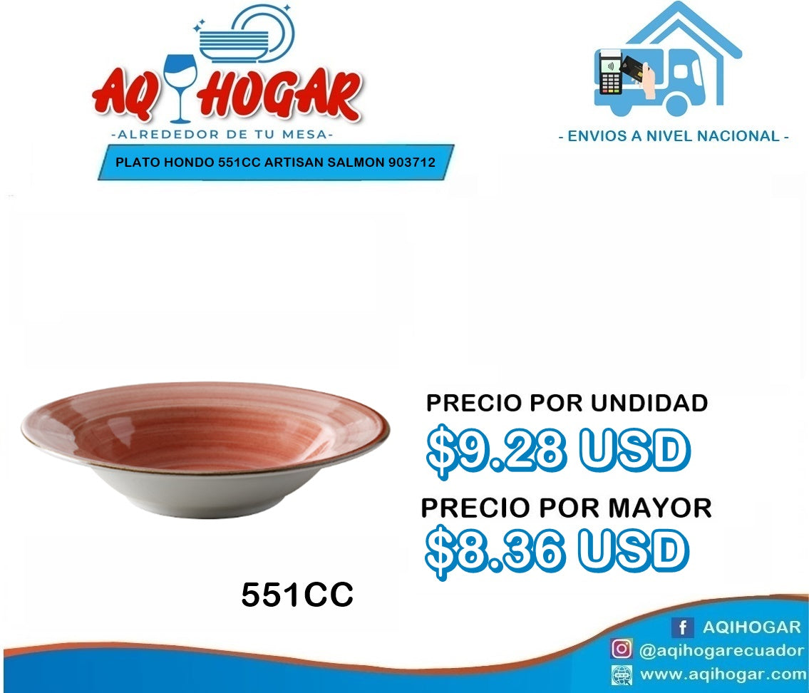 Plato Hondo 551CC Artisan Salmon