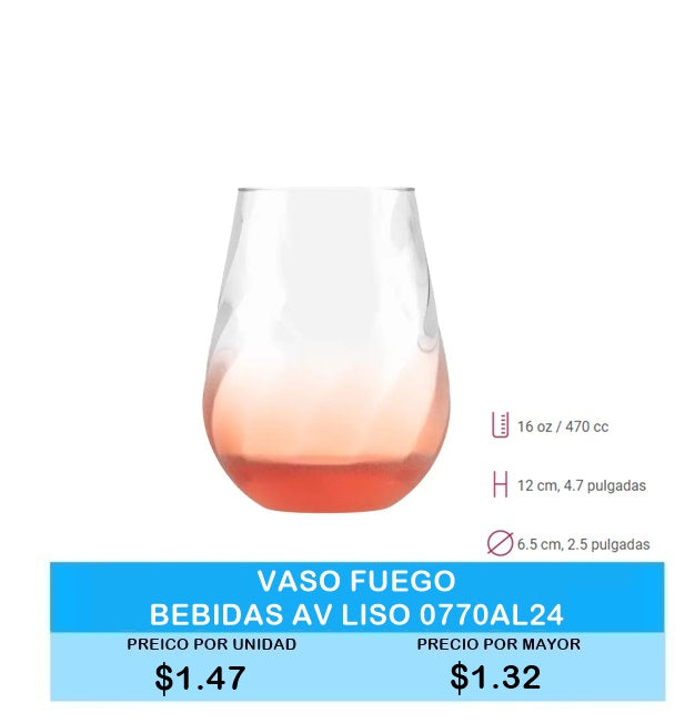 VASO FUEGO BEBIDAS AV LISO 0770AL24