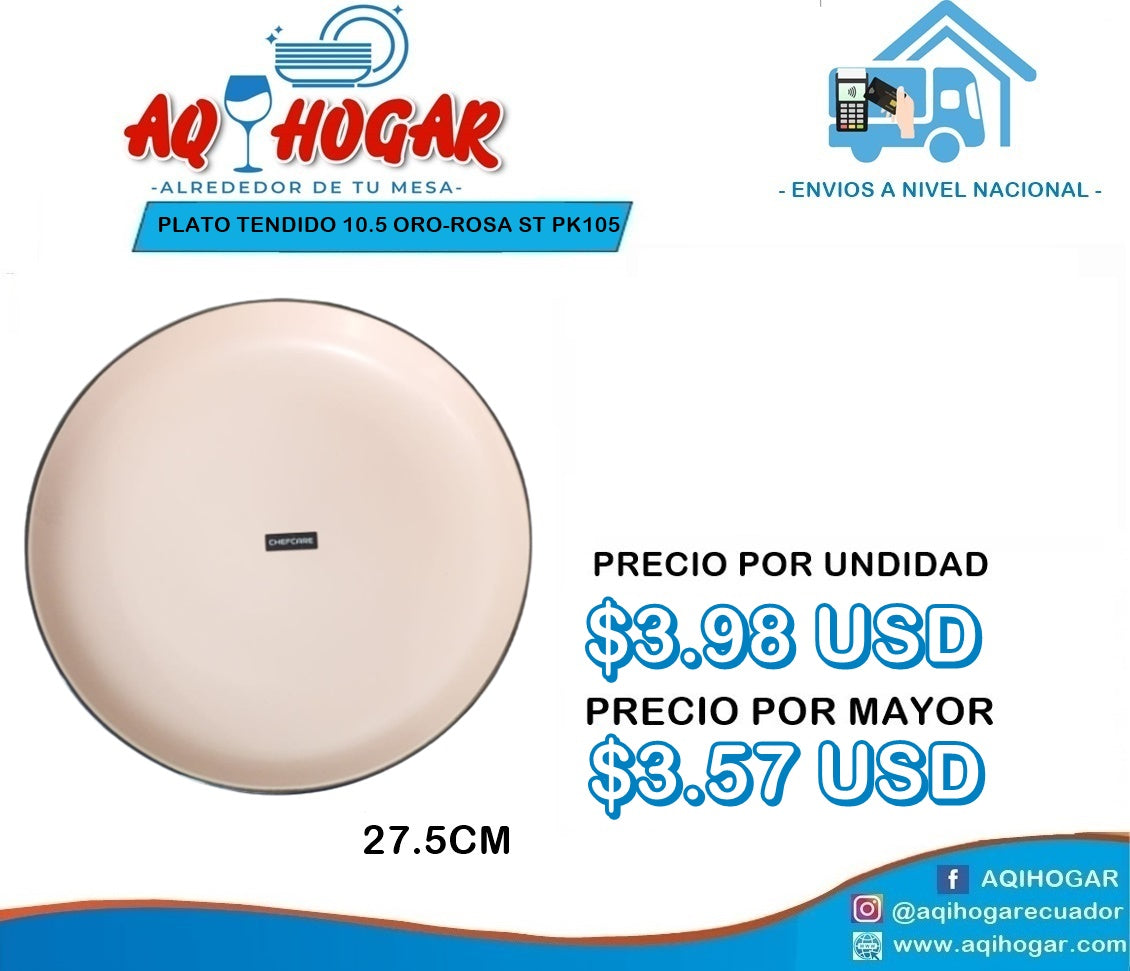 PLATO TENDIDO 10.5 ORO-ROSA ST PK105