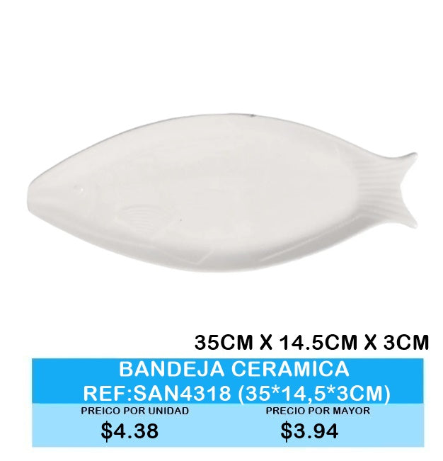 BANDEJA CERAMICA 35CM X 14.5CM X 3CM