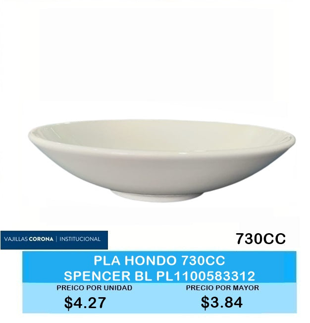 Plato Hondo 730 CC SPENCER Blanco