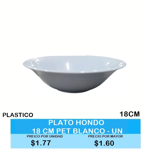 Plato Hondo 18 CM Pet Blanco-UN