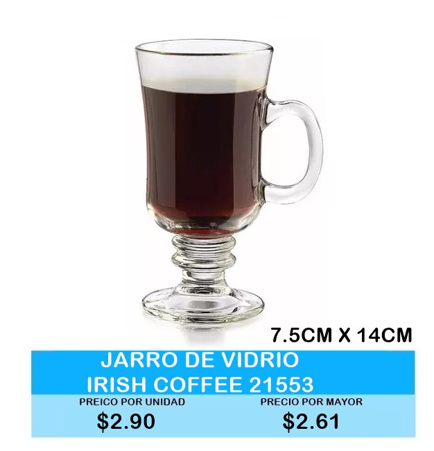JARRO DE VIDRIO IRISH COFFE 7.5CM X 14CM