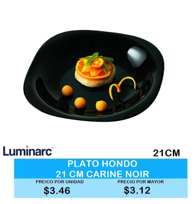 PLATO HONDO 21CM CARINE NOIR