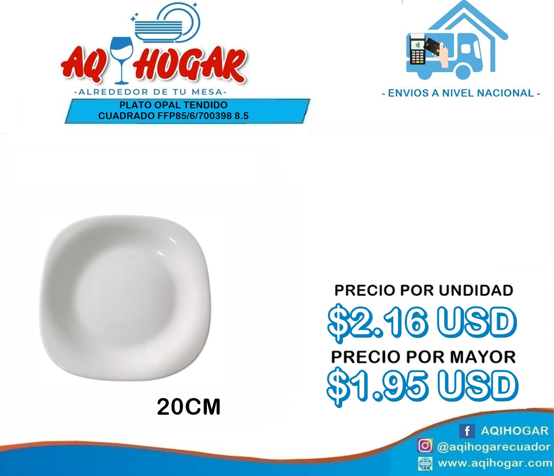 Plato Opal Tendido Cuadrado