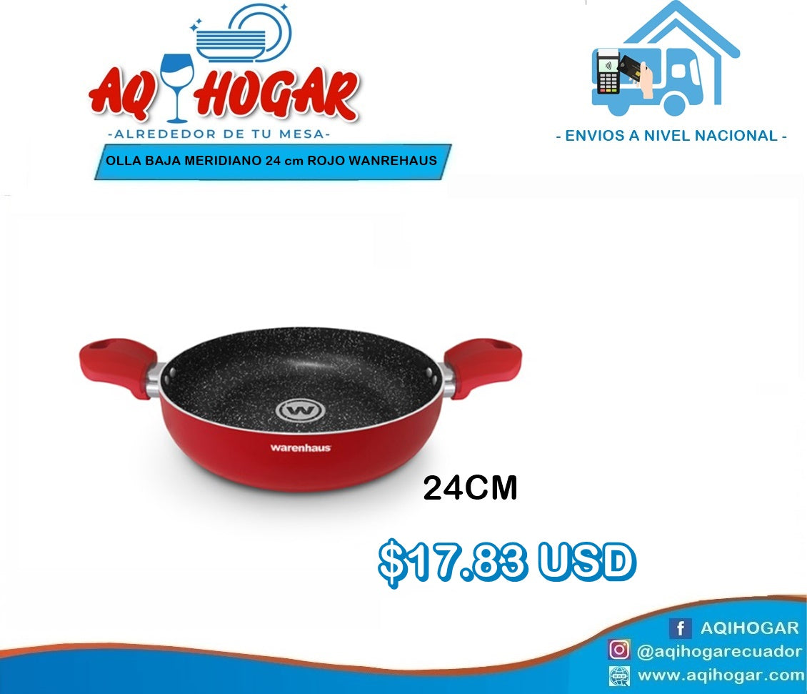 Olla Baja Meridiano 24cm Rojo Warenhaus