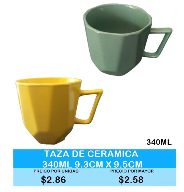 TAZA DE CERAMICA 340ML 9.3CM X 9.5CM