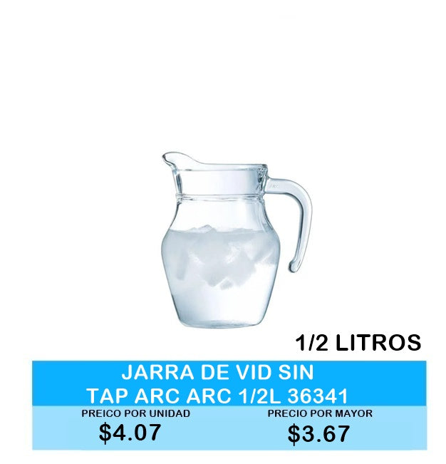 JARRADE VIDRIO SIN TAPA ARC 1/2LITROS