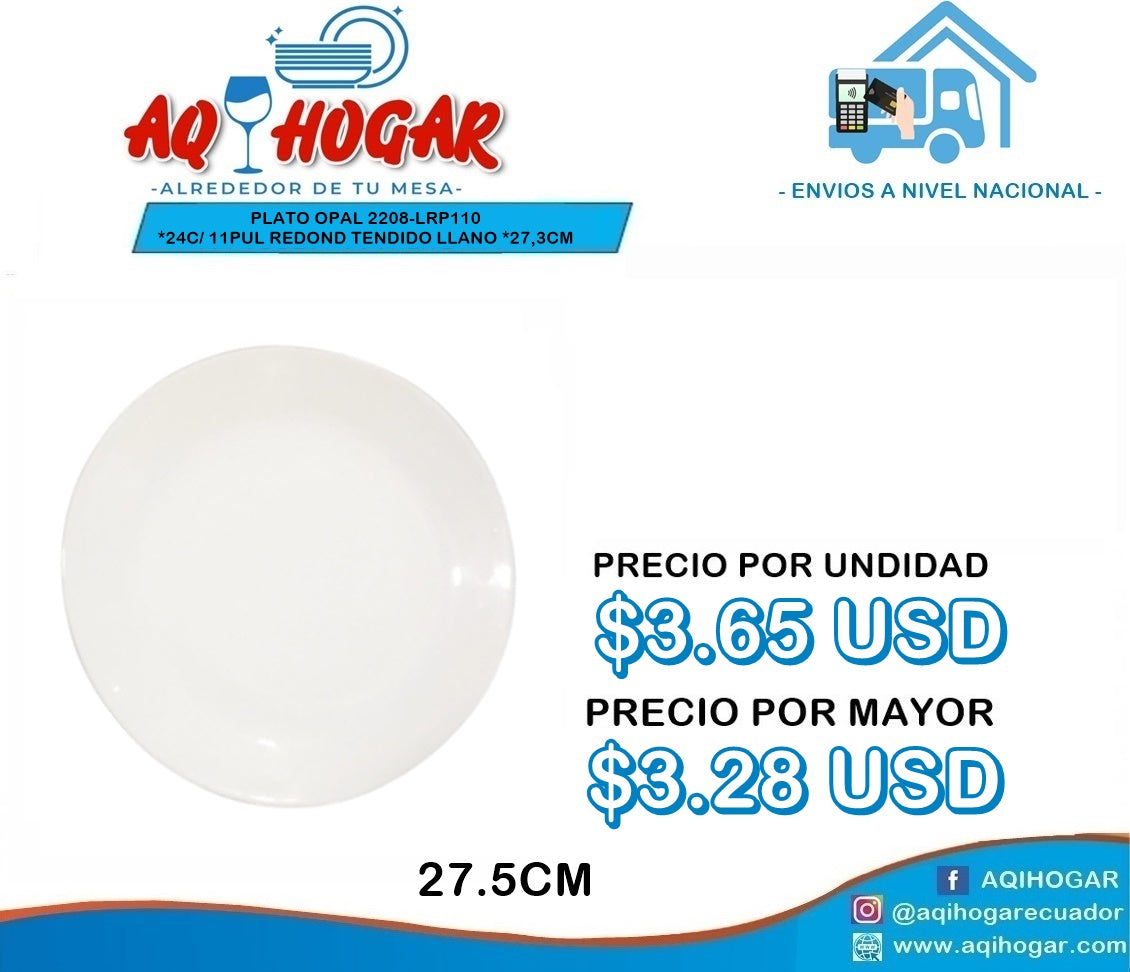 Plato Opal 2208-LRP110 24C/11PUL REDONDO TENDIDO LLANO 27,3CM