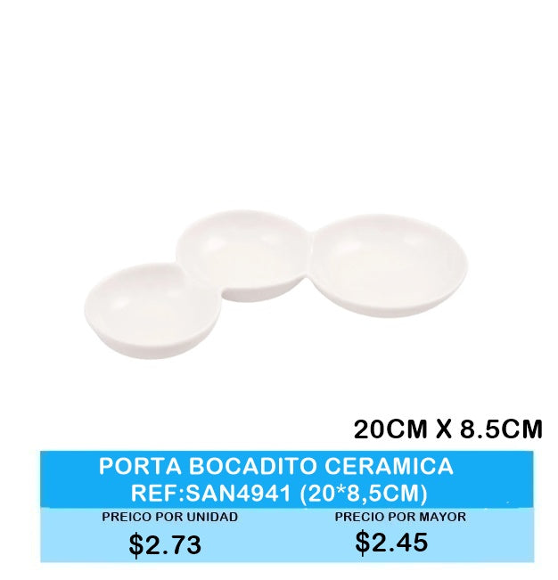PORTA BOCADITO CERAMICA 20CM X 8.5CM