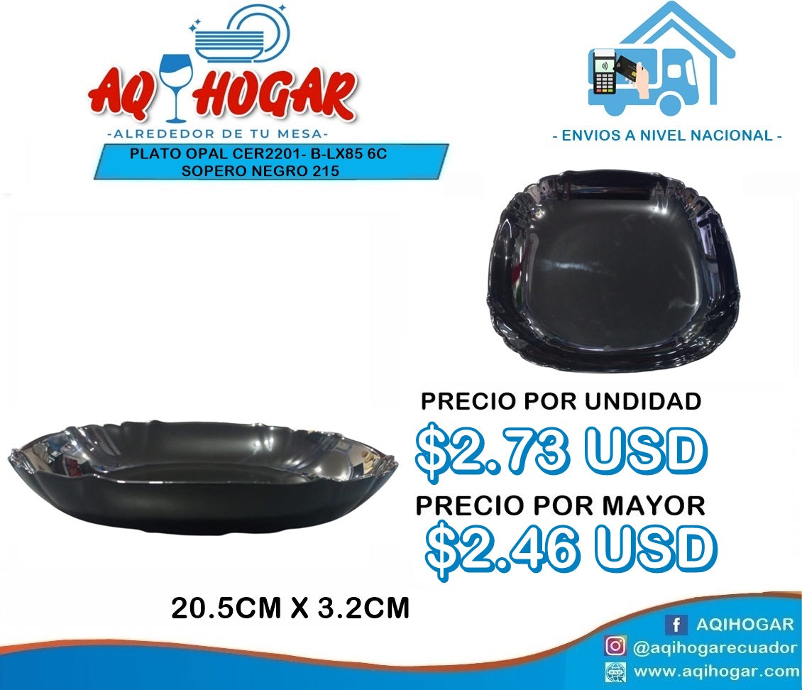 Plato Opal Sopero Negro