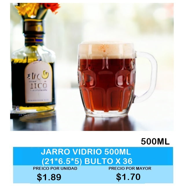 JARRO CERVECERO DE VIDRIO 500ML