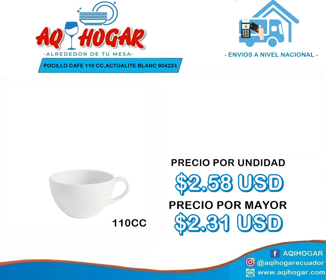Pocillo Cafe 110 CC. ACTUALITE BLANCO