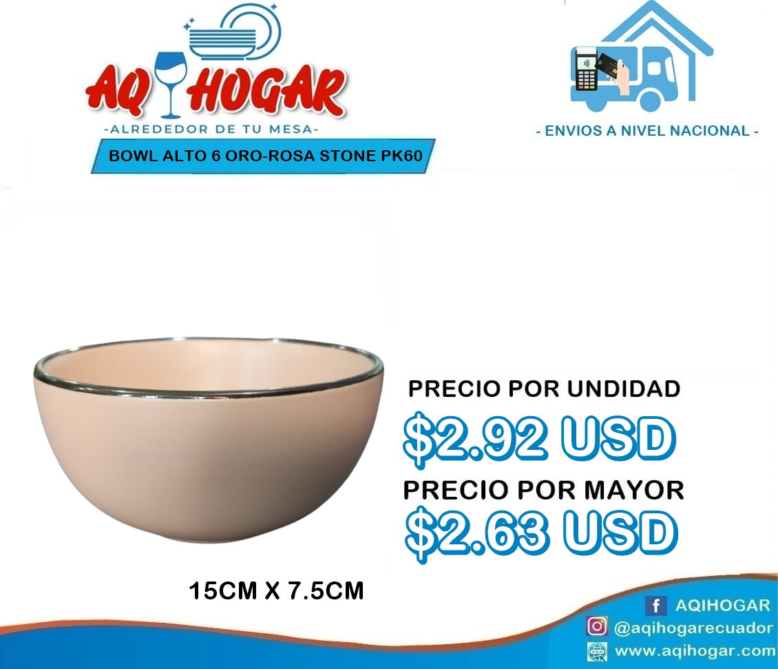 BOWL ALTO 6 ORO ROSA STONE PK60