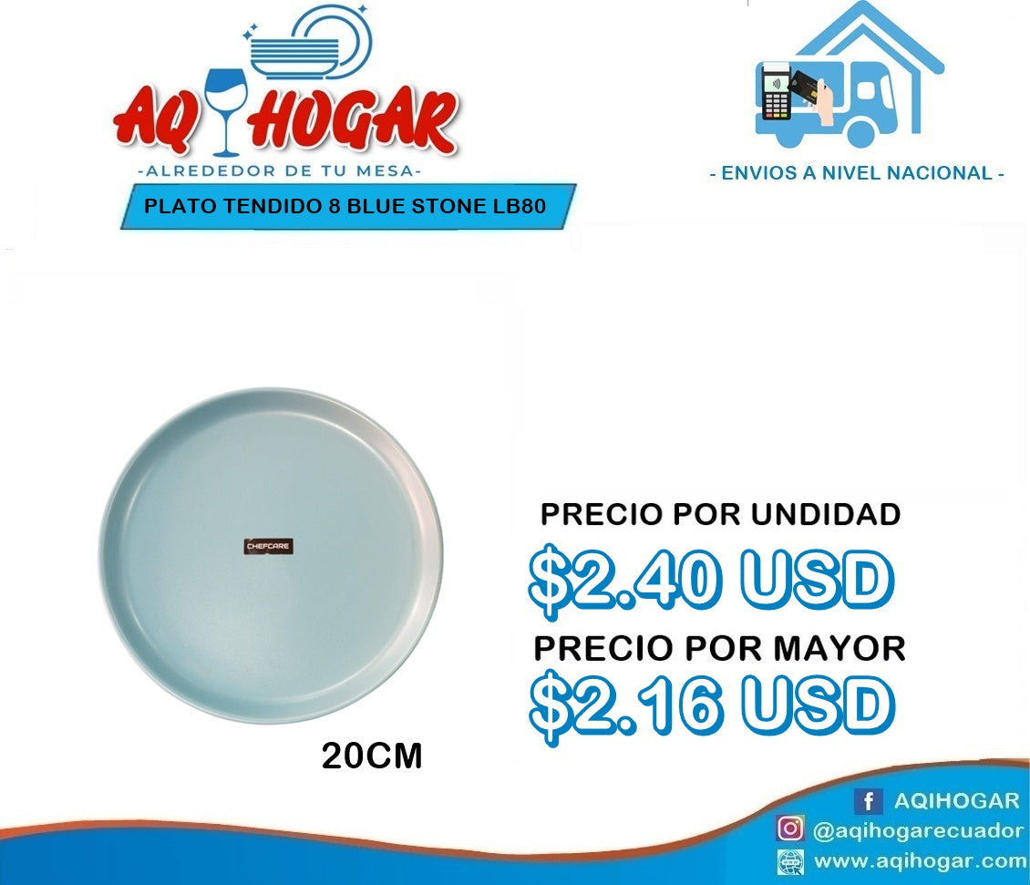 PLATO TENDIDO 8 AZUL STONE LB80