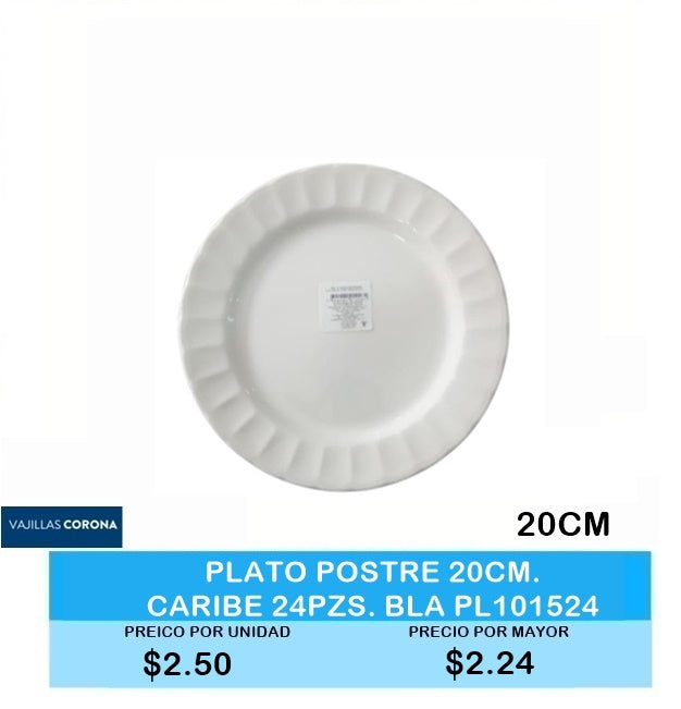 PLATO POSTRE 20CM CARIBE PL101524
