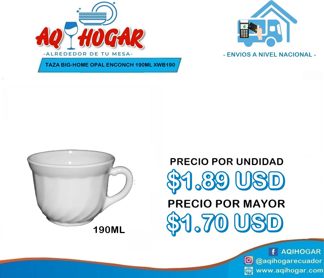 Taza Big-Home Opal ENCONCH 190ML XWB190