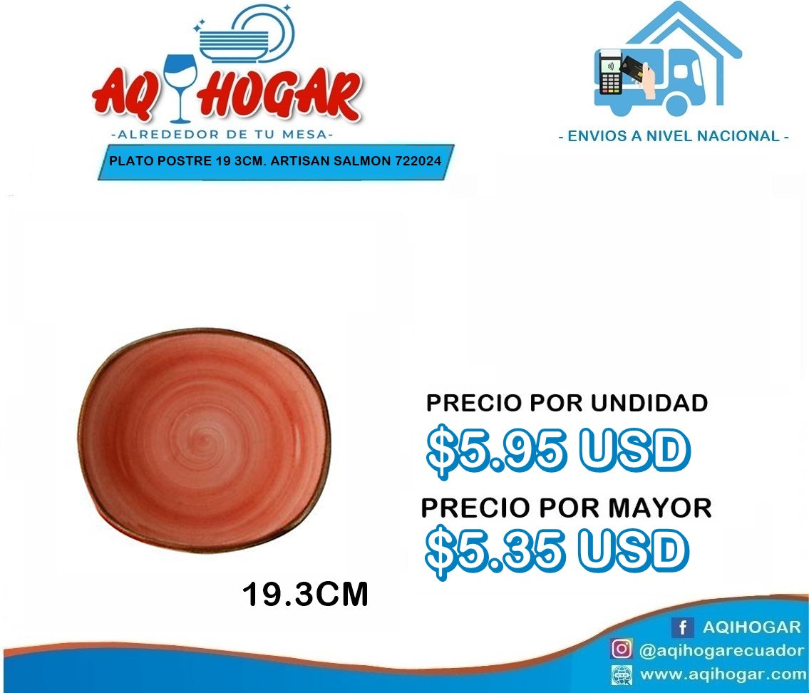 Plato Postre 19.3cm. Artisan Salmon