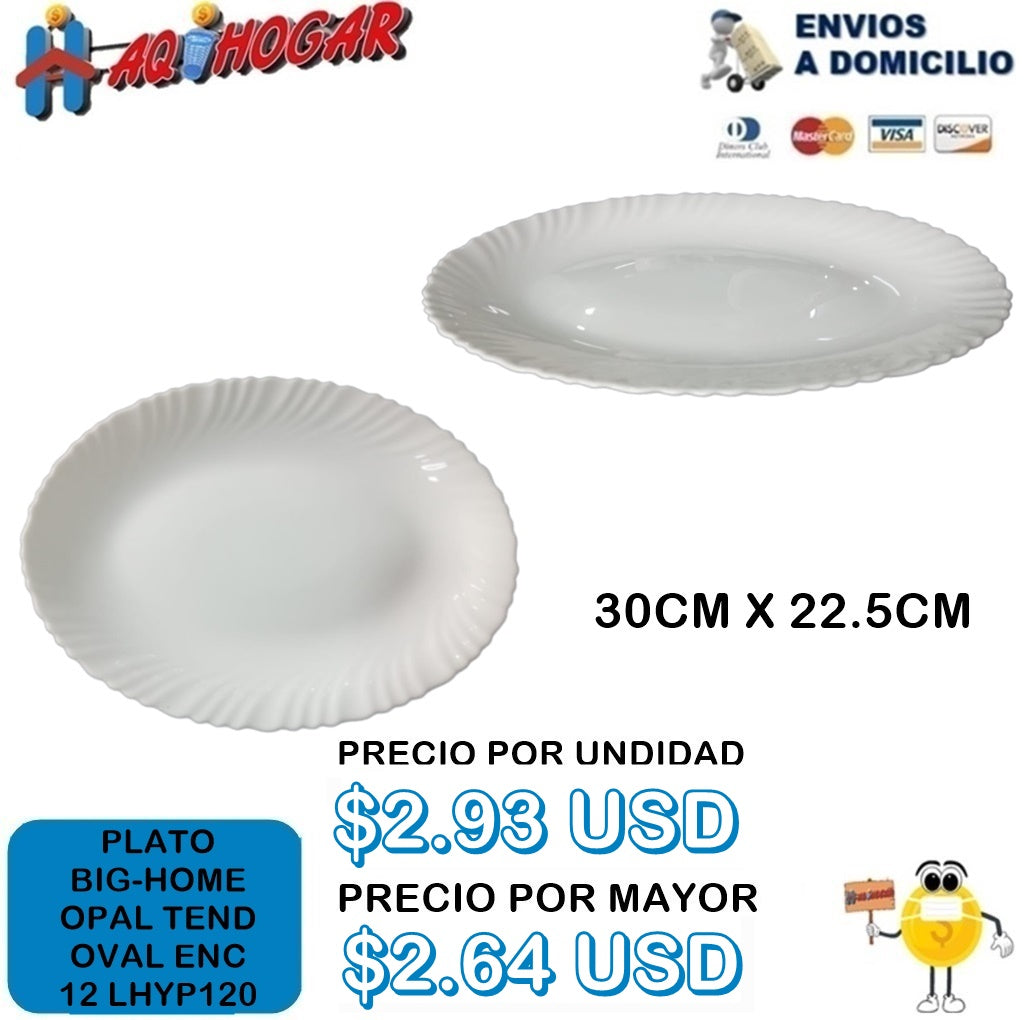 Plato BIG-HOME Opal Tendido OVAL ENC 12 LHYP120