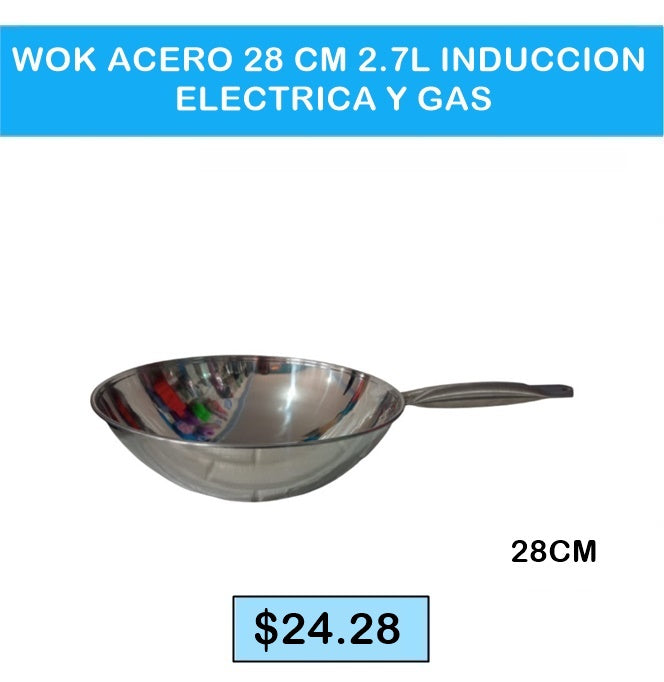 WOCK ACERO 28CM 2.7LTS INUCCION/ELECTRICA/GAS