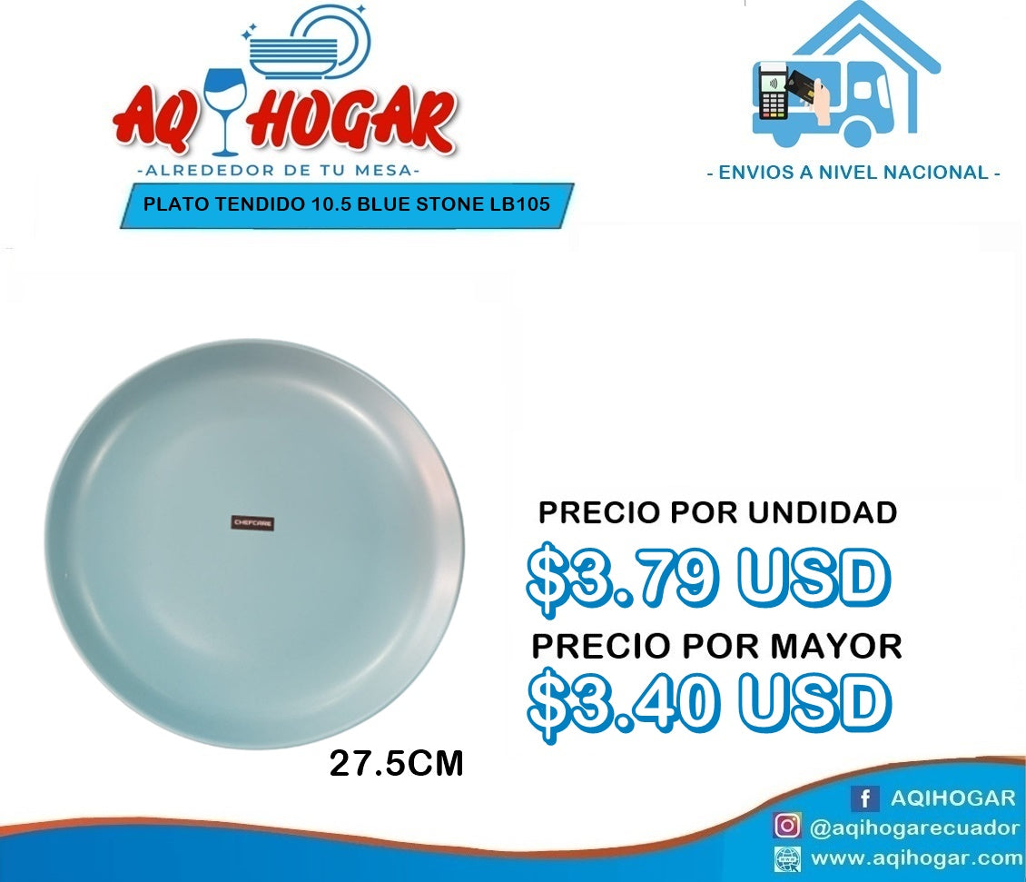 PLATO TENDIDO 10.5 AZUL STONE LB105