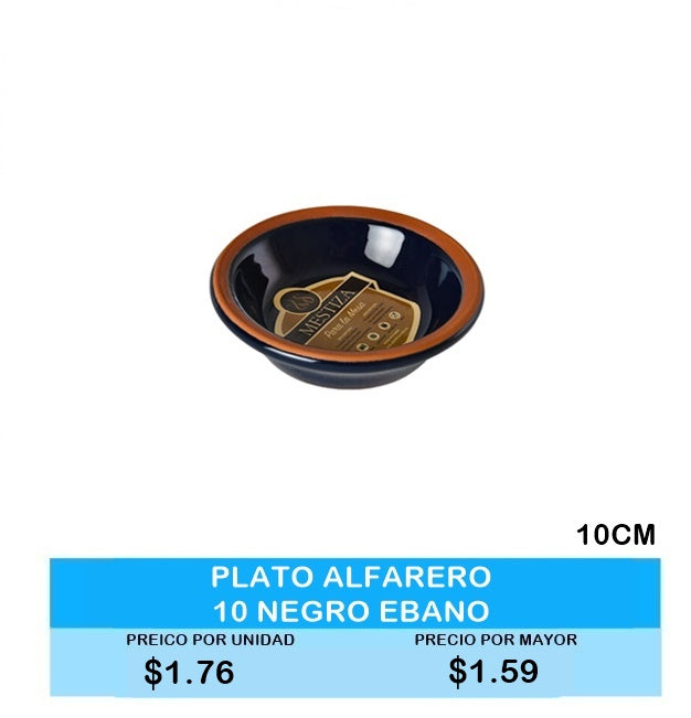 Plato Alfarero 10cm Negro Ebano