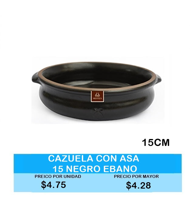 Cazuela con asa de 15cm Negro Ebano