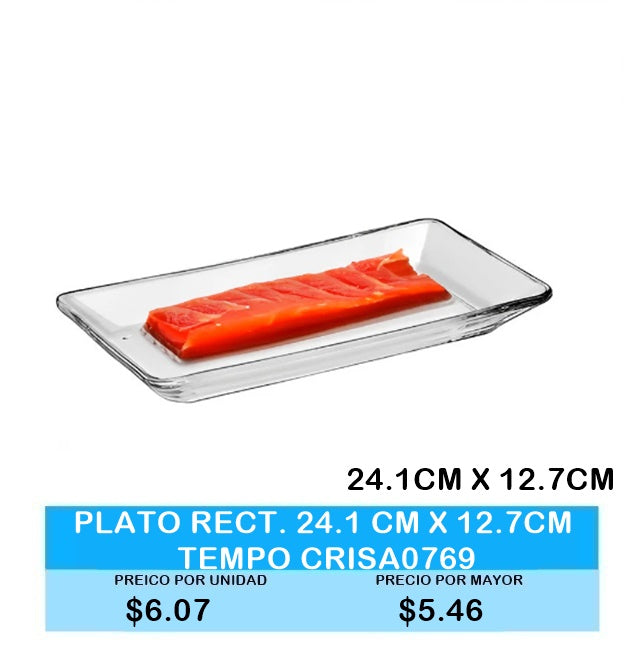 Plato Rectangular 24.1cm X 12.7cm TEMP CRISA0769
