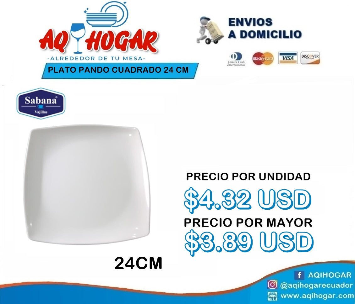 Plato Pando Cuadrado 24 CM