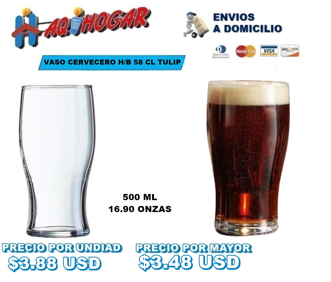 Vaso Cervecero H/B 58 CL TULIP
