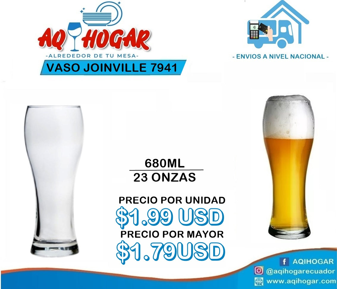 Vaso para cerveza Joinville 680 ml.