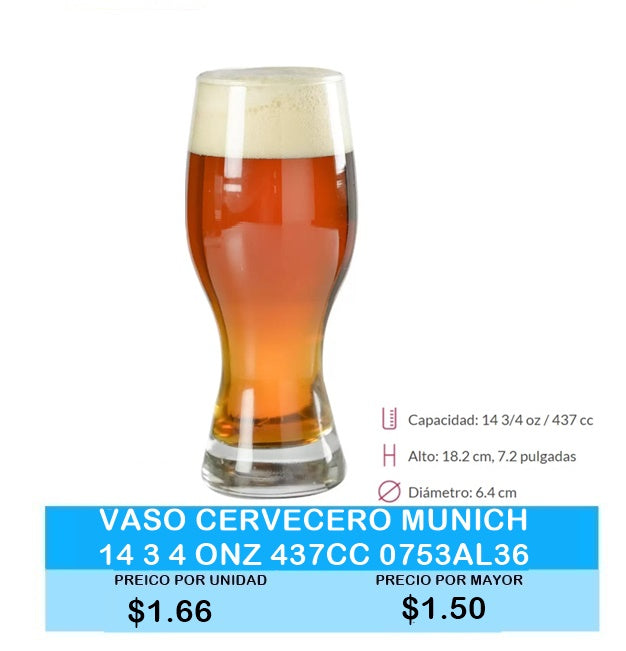 VASO CERVECERO MUNICH 14 3 4 ONZ 437CC 0753AL46