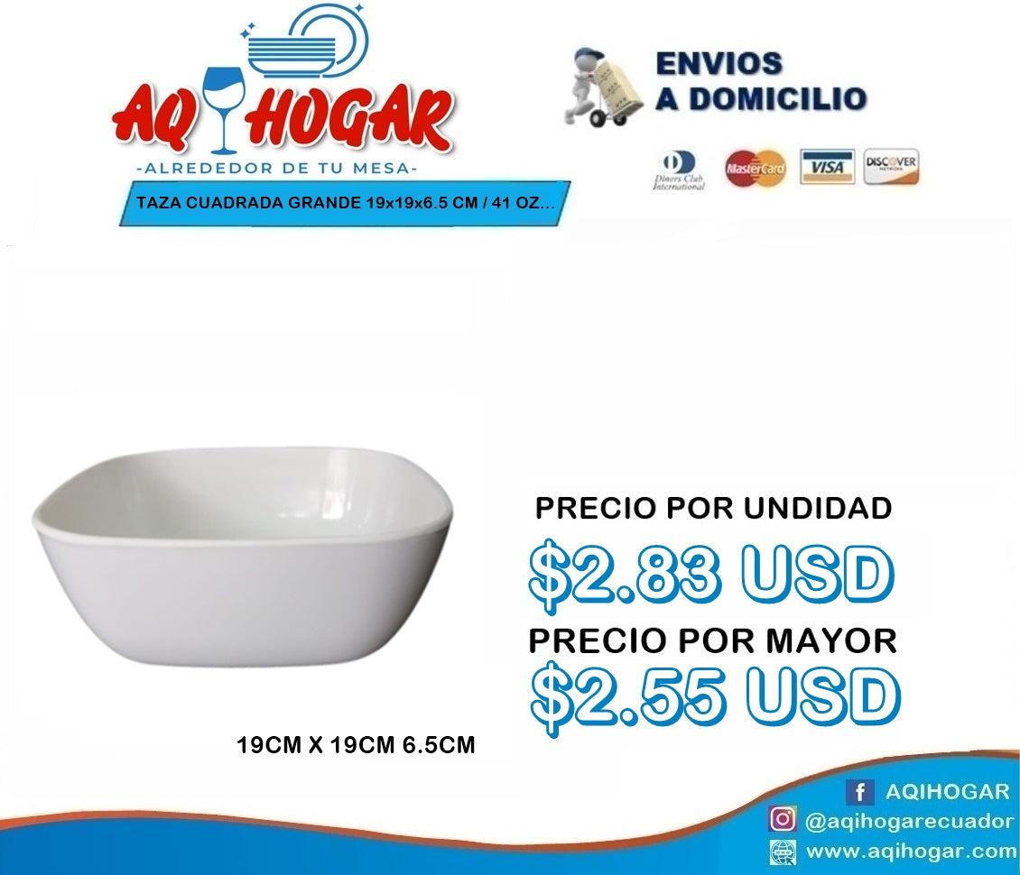 Taza Cuadrada Grande 19X19X6.5CM
