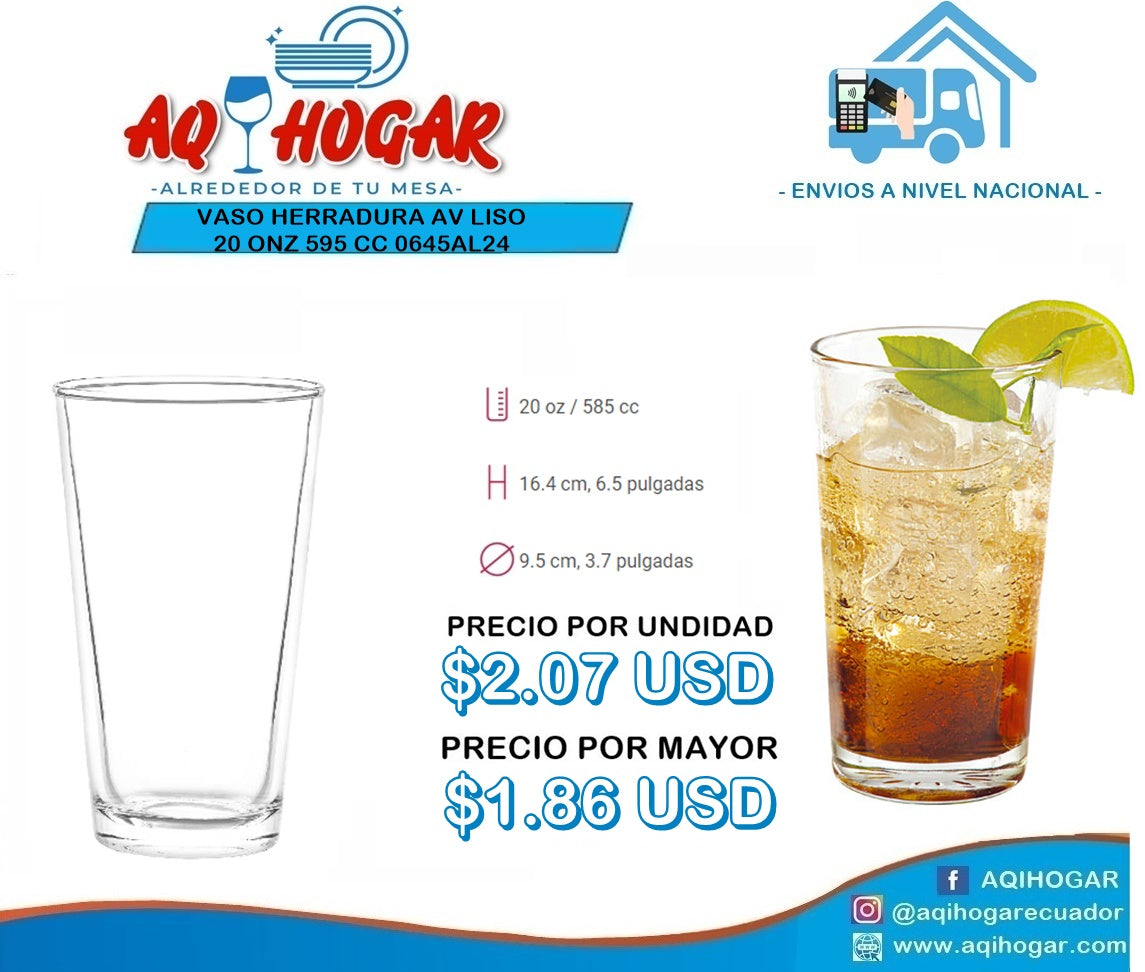Vaso Herradura AV Liso 20 ONZ 595CC