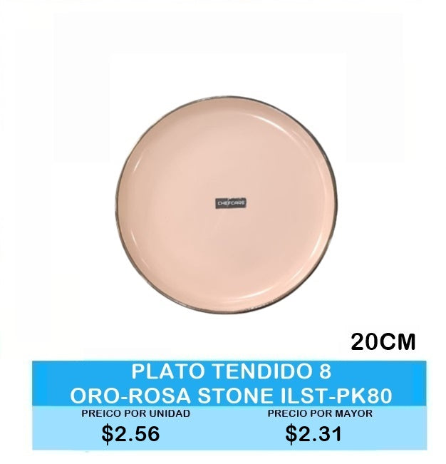 PLATO TENDIDO 8 ORO-ROSA STONE ILST PK80
