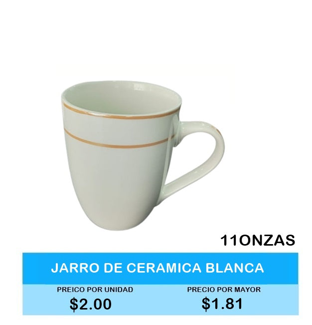 Jarro Mug Ceramica Blanca