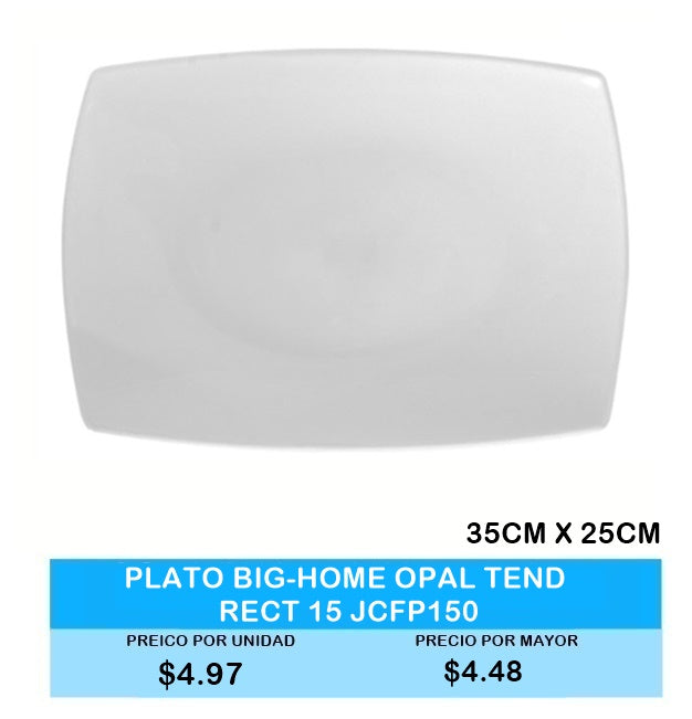 Plato Big-Home Opal Tendido Rectangular 15