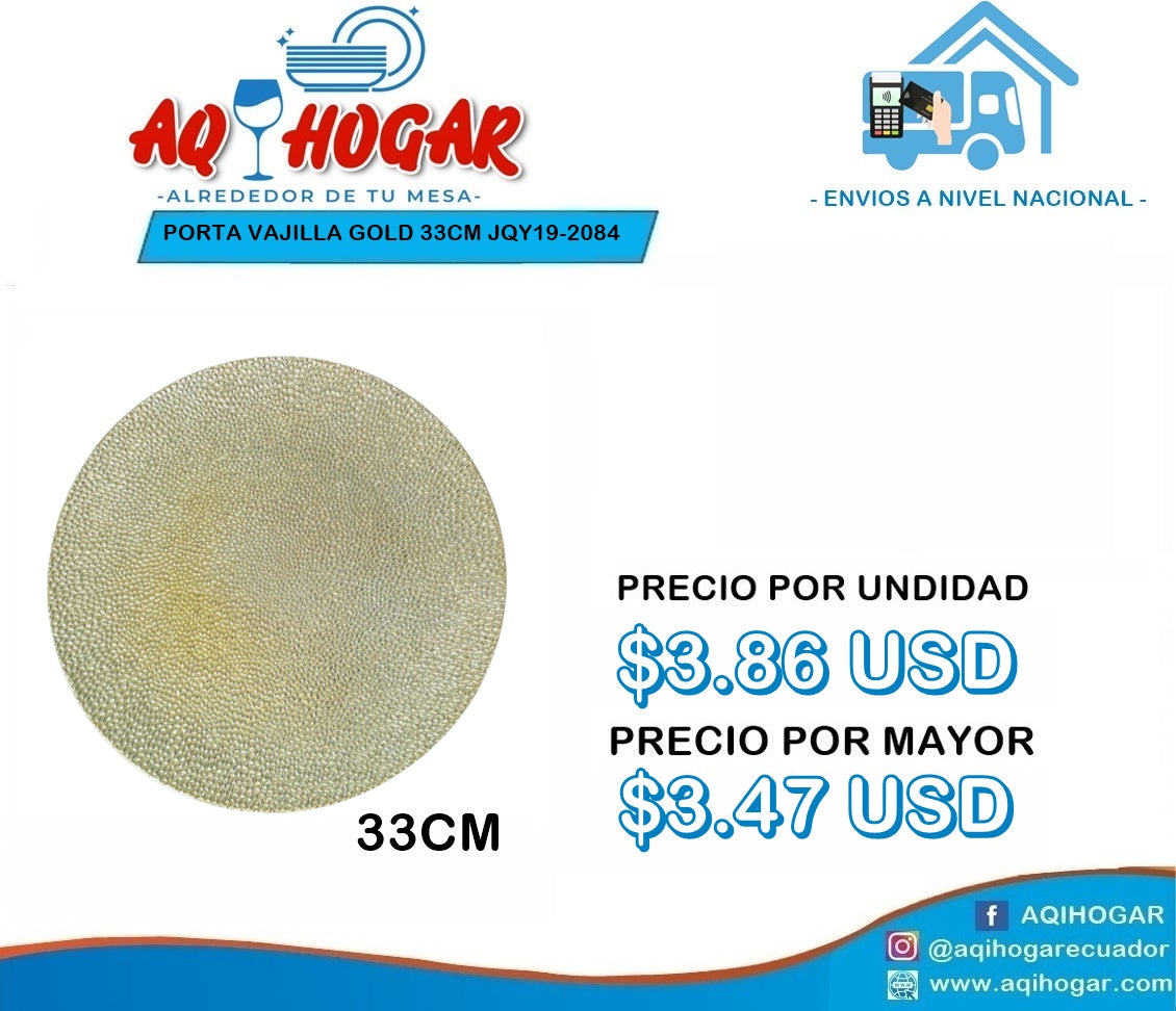 Porta Vajilla Gold 33cm JQY19-2084