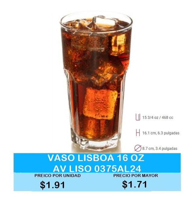 Vaso Lisboa 16 OZ AV Liso