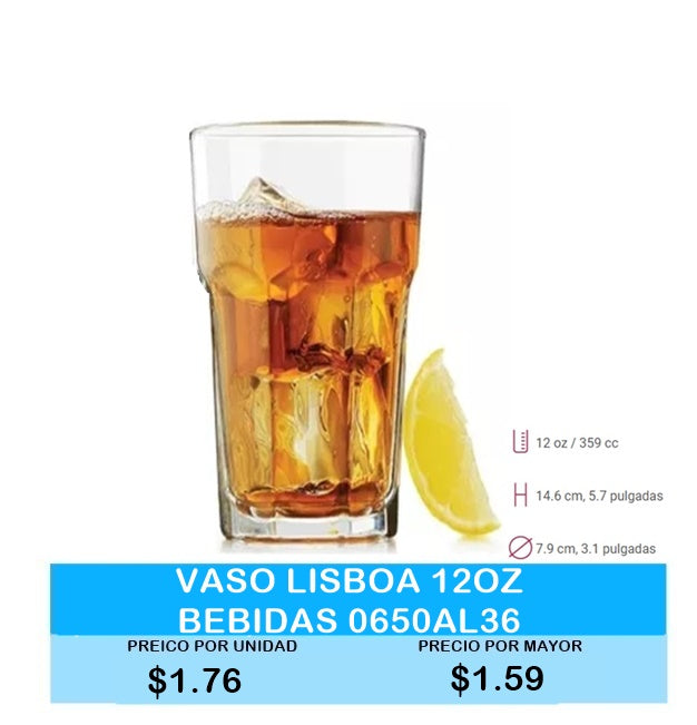 Vaso Lisboa 12OZ Bebidas