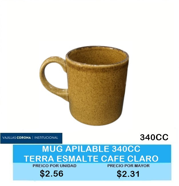 MUG APILABLE 340 CC TERRA ESMALTE CAFE CLARO