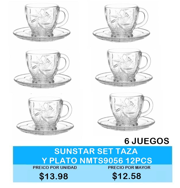 SUNSART SET TAZA Y PLATO 6 JUEGOS