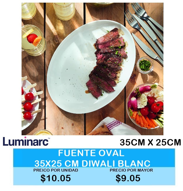 FUENTE OVAL 35CM X 25CM DIWALI BLANC