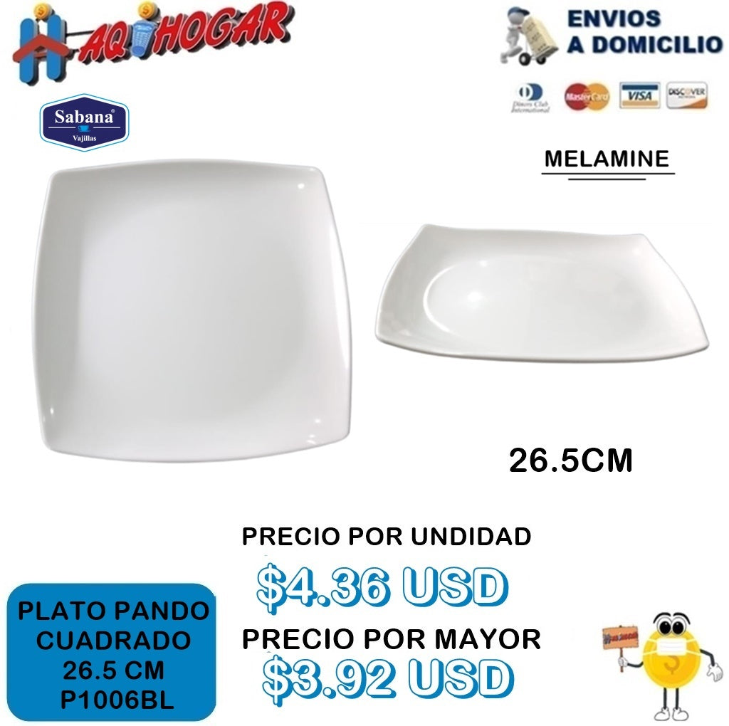 Plato Pando Cuadrado 26.5 CM