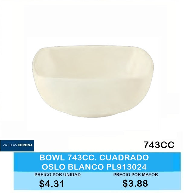 Bowl Cuadrado 743 CC OSLO BLANCO