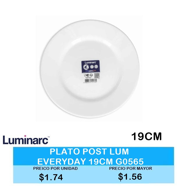 PLATO POSTRE LUMINARC EVERYDAY 19 CM G0565
