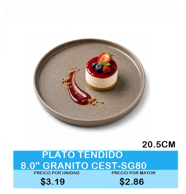 PLATO TENDIDO 8.0" GRANITO CEST-SG80