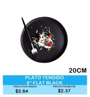 PLATO TENDIDO 8 FLAT BLACK 20 CM