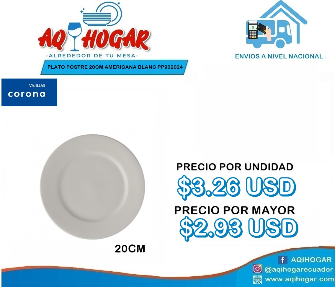 Plato Postre 20 CM