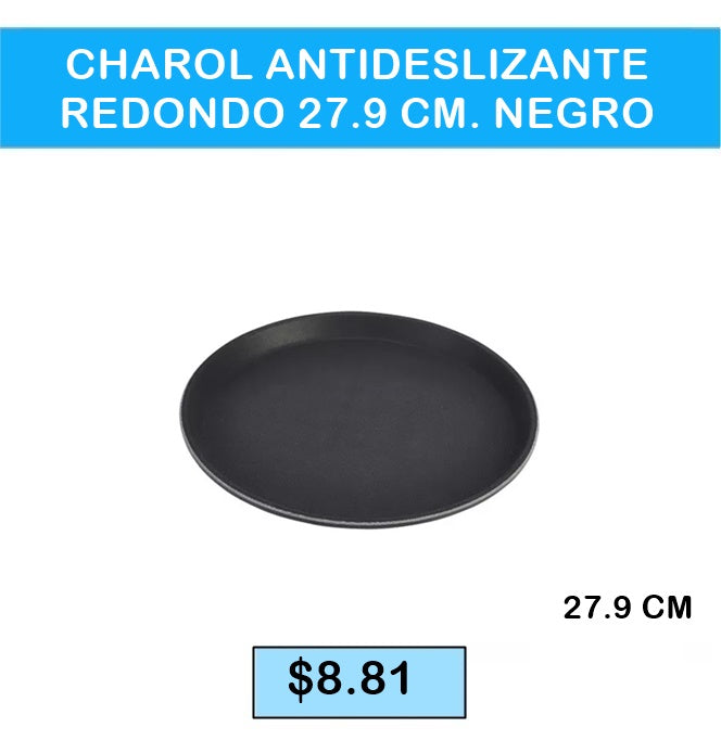 BANDEJA ANTIDESLIZANTE REDONDO 27.9CM NEGRO